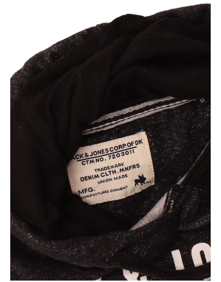 Męski sweter z kapturem i grafiką Jack & Jones, średni, czarny, nakrapiany