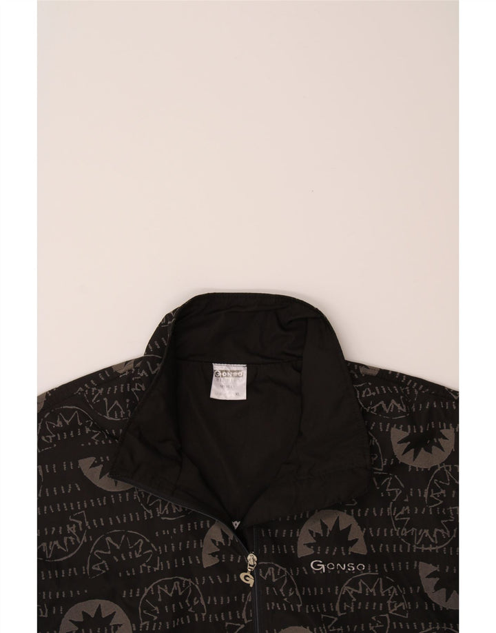 GONSO Mens Abstract Pattern Sleeveless Tracksuit Top Jacket XL Black Vintage Gonso and Second-Hand Gonso from Messina Hembry 
