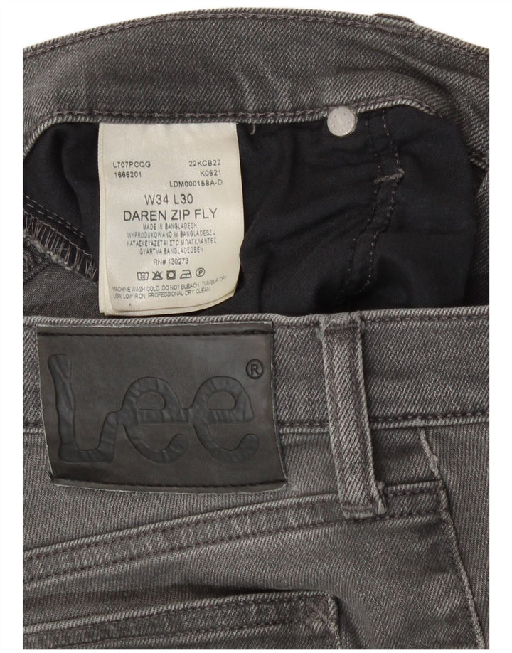 Męskie jeansy Lee Daren Zip Fly W34 L30, szara bawełna