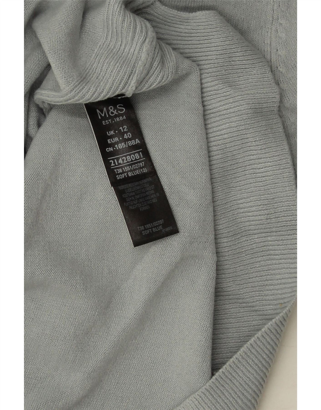 Marks & Spencer Damski sweter z okrągłym dekoltem UK 12 Średni niebieski akryl