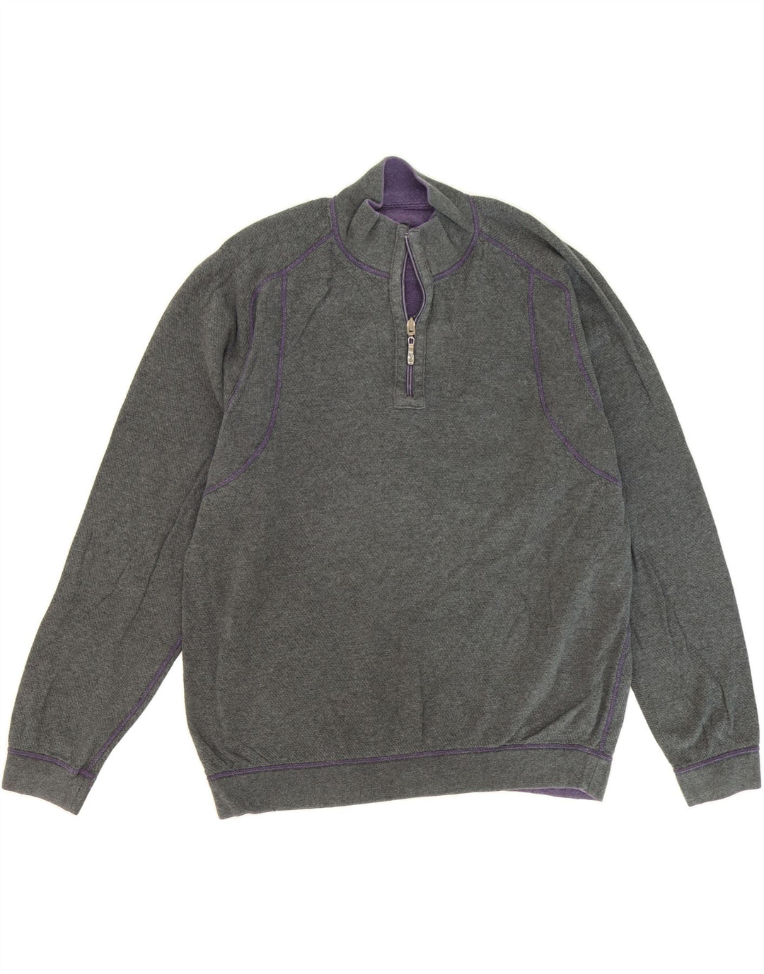 TOMMY BAHAMA Mens Zip Neck Reversible Sweatshirt Jumper Large Grey Vintage Tommy Bahama and Second-Hand Tommy Bahama from Messina Hembry 
