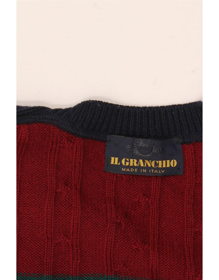 IL GRANCHIO Męski sweter z dekoltem w kształcie litery V, XL, wielobarwny, z blokami kolorów