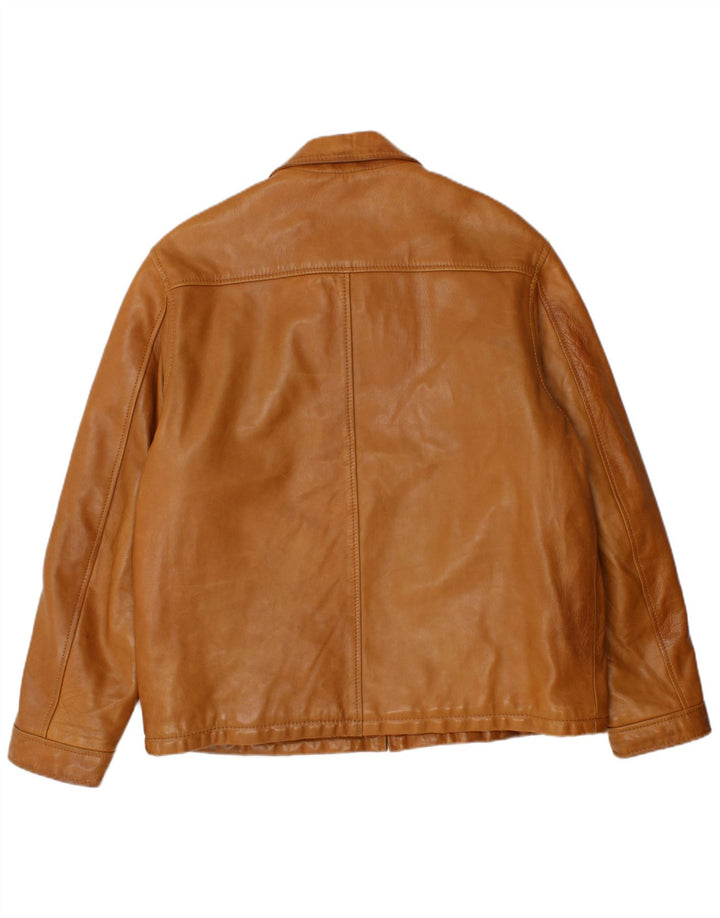 Vintage męska kurtka skórzana UK 40 duża brązowa skóra