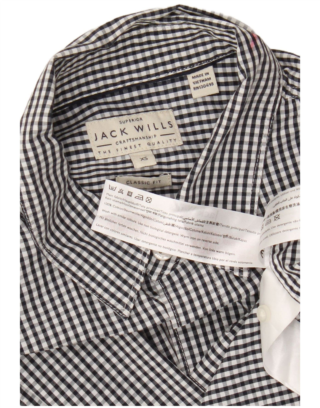 Koszula męska Jack Wills o klasycznym kroju XS, czarna bawełniana kratka