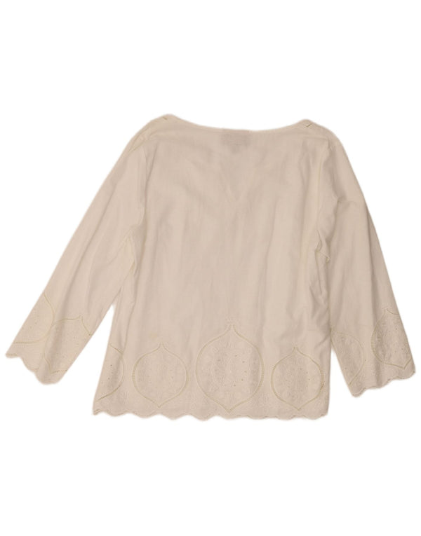 Damski top Laura Ashley z rękawem 3/4, UK 16, duży, biały lniany paisley