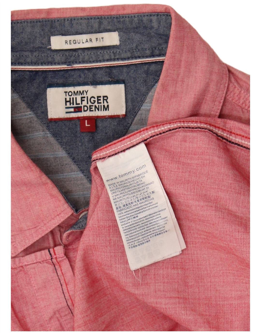 Męska koszula o regularnym kroju Tommy Hilfiger, duża, różowa, bawełniana