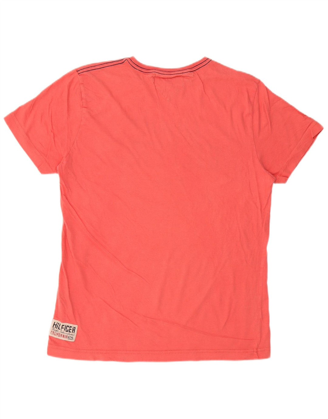 Męski T-shirt TOMMY HILFIGER z grafiką, średni, różowy, bawełniany