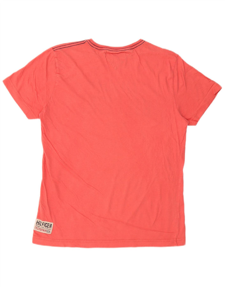 Męski T-shirt TOMMY HILFIGER z grafiką, średni, różowy, bawełniany
