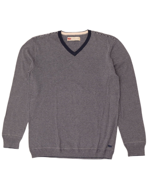 Męski sweter Levi's Slim Fit z dekoltem w kształcie litery V, XL, granatowy w paski