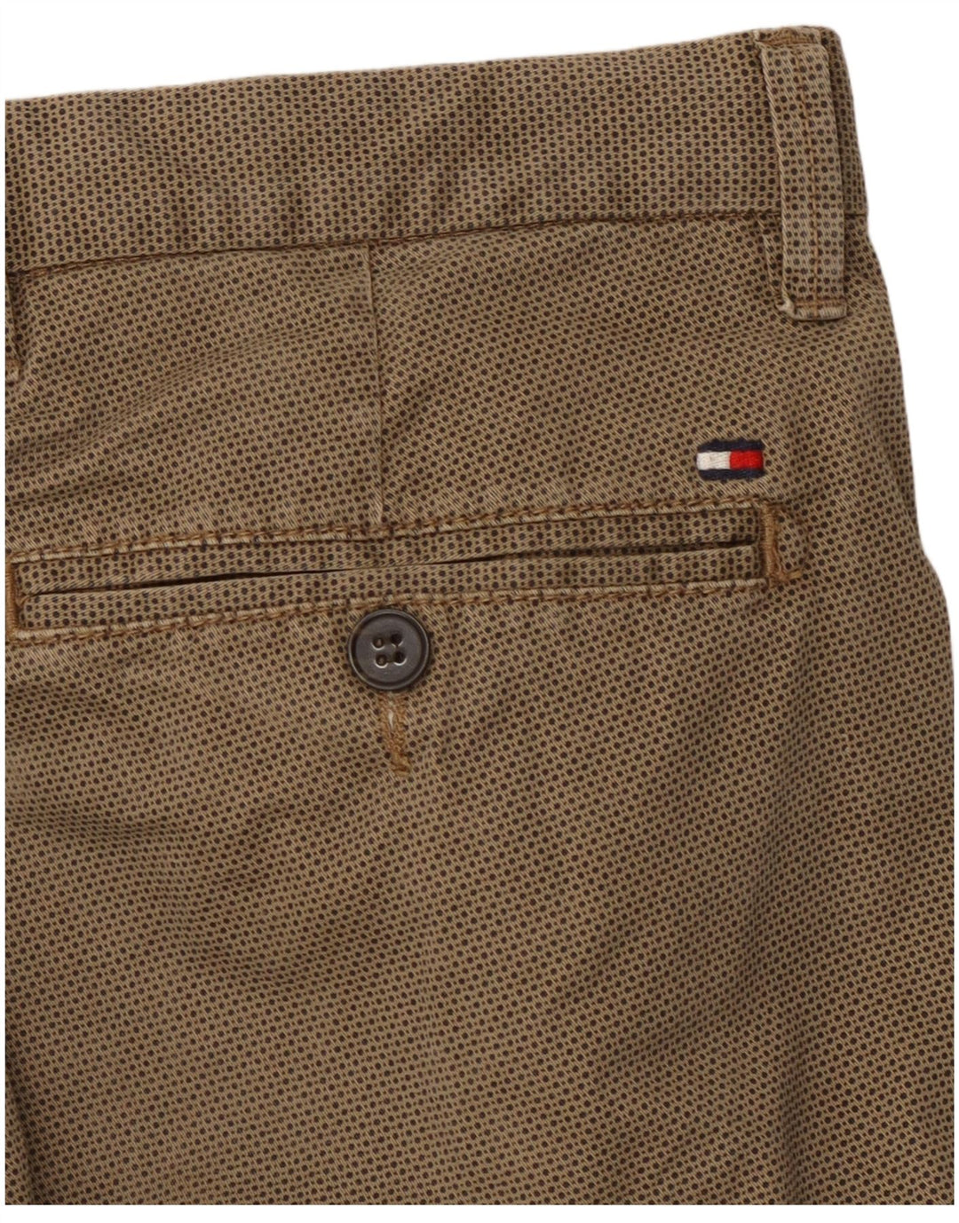 Męskie proste spodnie chino TOMMY HILFIGER W34 L29 Brązowa bawełna w cętki