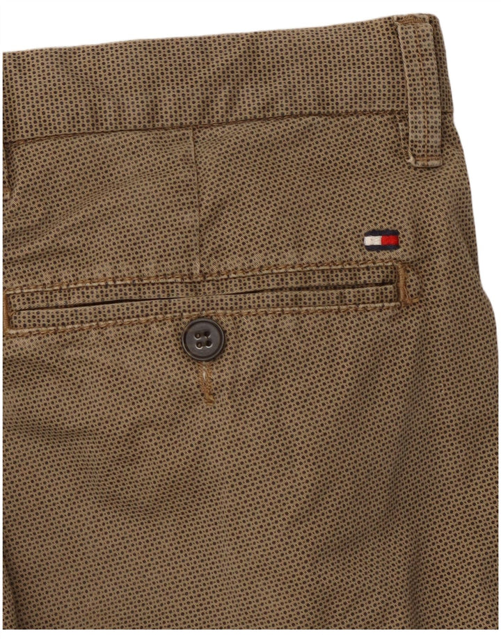 Męskie proste spodnie chino TOMMY HILFIGER W34 L29 Brązowa bawełna w cętki