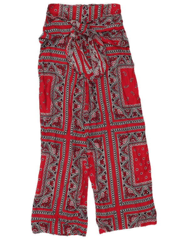 Egoiste Womens High Waist Trousers IT 40 Small W26 L30 Red Paisley