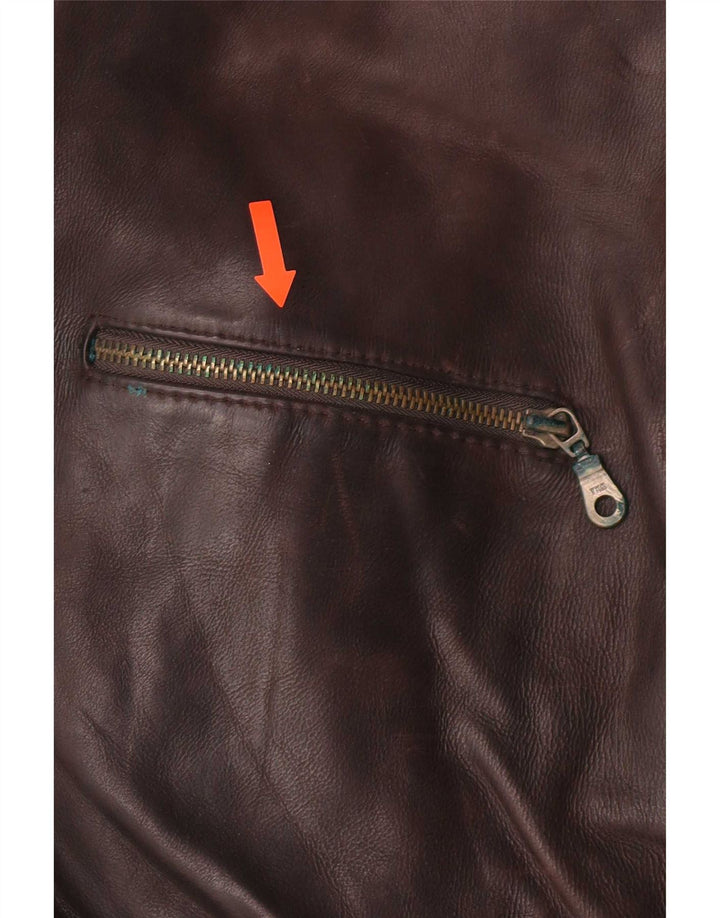 Vintage męska skórzana kurtka UK 42 XL brązowa