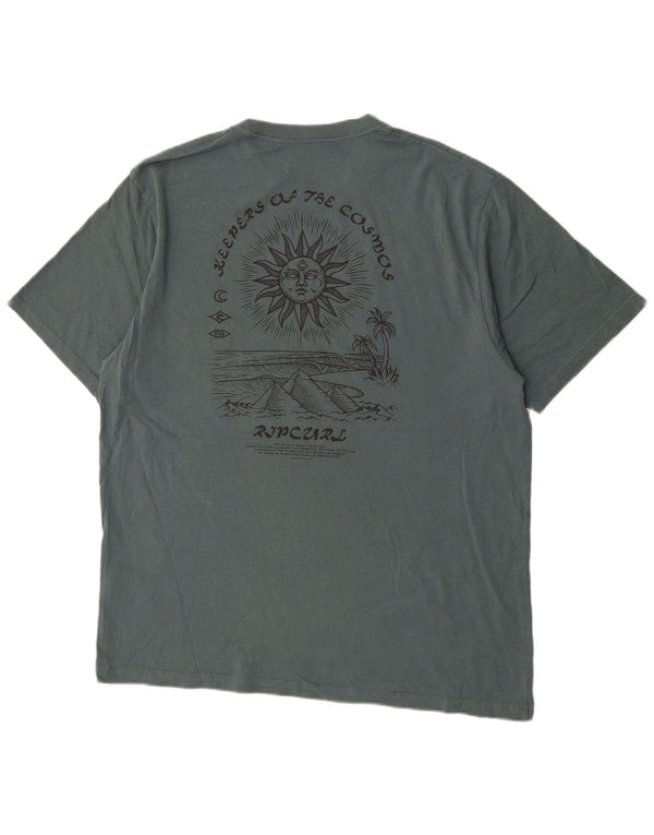 T-shirt męski Rip Curl o swobodnym kroju z grafiką, XL, zielony, bawełniany