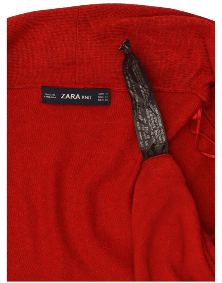 Damski sweter o przedłużonym fasonie Zara UK 12, średni czerwony, wiskoza