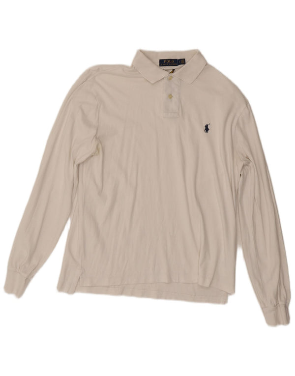 POLO RALPH LAUREN Męska koszulka polo slim fit z długim rękawem, średnio biała