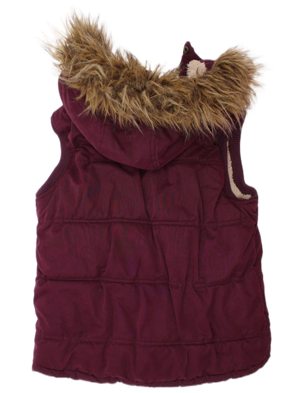 Wyściełana kamizelka dziewczęca z kapturem Fat Face 10-11 lat fioletowy poliester