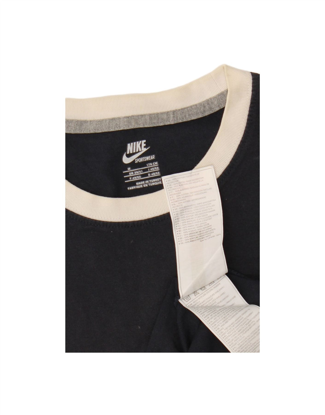 NIKE Mens T-Shirt Top UK 39/41 Medium Navy Blue Cotton