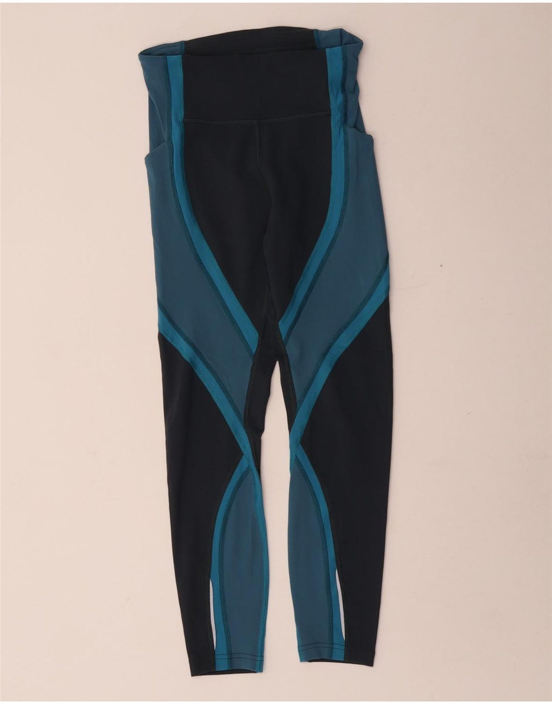 Legginsy damskie Lululemon US 4, mały, niebieski nylon z blokami kolorów
