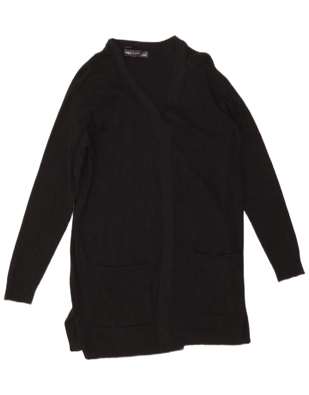Marks & Spencer Damski sweter rozpinany UK 14 Średni czarny wiskoza