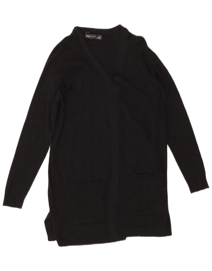 Marks & Spencer Damski sweter rozpinany UK 14 Średni czarny wiskoza