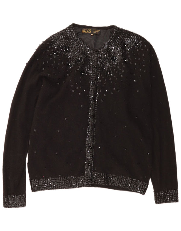 Sweter damski w stylu vintage, EU 48 2XL, czarna, cętkowana wełna jagnięca