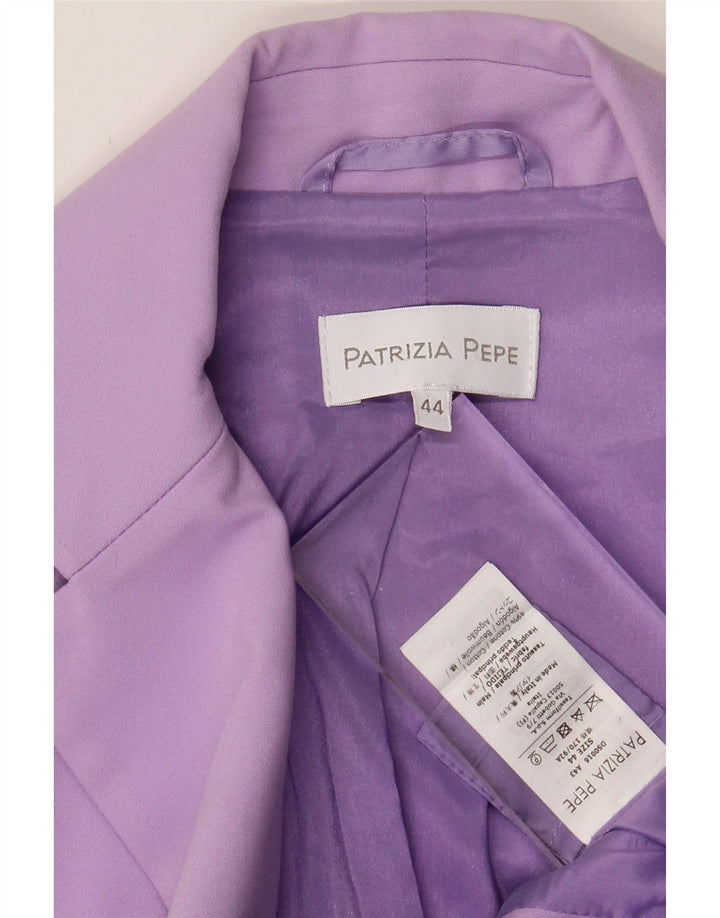 PATRIZIA PEPE Womens Crop 2 Button Blazer Jacket IT 44 Medium Purple Vintage Patrizia Pepe and Second-Hand Patrizia Pepe from Messina Hembry 