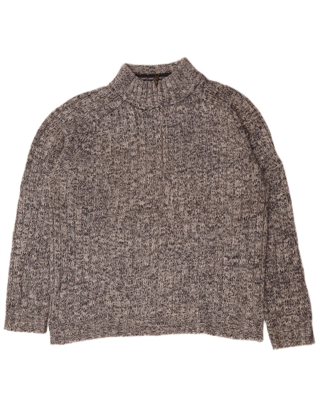 Marks & Spencer Męski sweter z zamkiem błyskawicznym, duży, szary, wełniany w plamki
