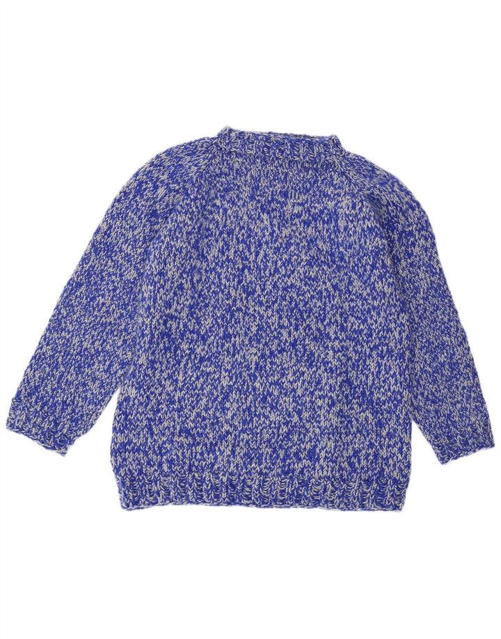 Sweter damski VINTAGE z golfem UK 14, średni niebieski nakrapiany