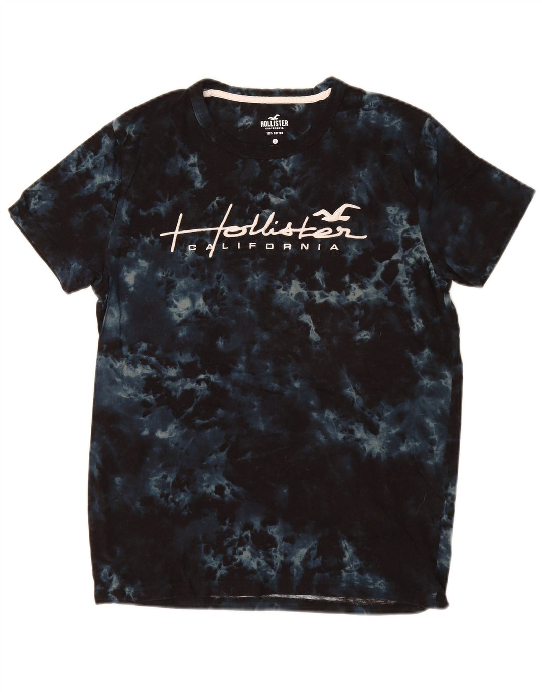 HOLLISTER Męski T-shirt z grafiką, mały, granatowy, bawełniany Tie Dye