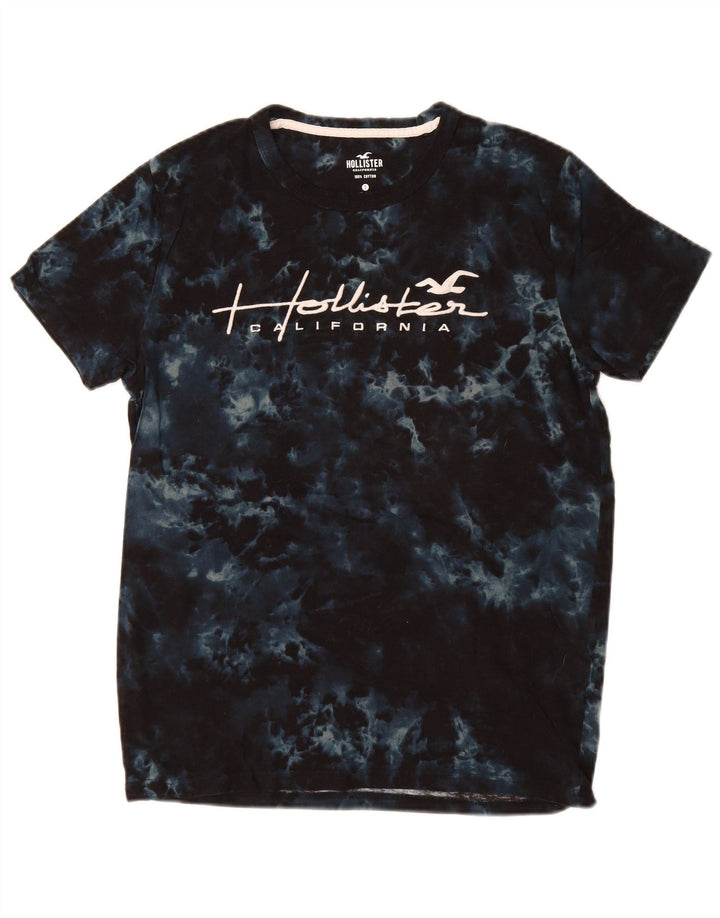 HOLLISTER Męski T-shirt z grafiką, mały, granatowy, bawełniany Tie Dye