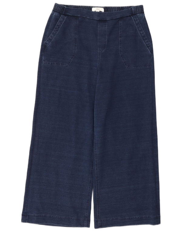 Marks & Spencer Womens Wide Leg Jeans UK 14 Large W34 L28 Navy Blue Cotton