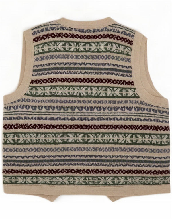 Męski sweter bez rękawów w stylu vintage, średni, wielokolorowy Fair Isle
