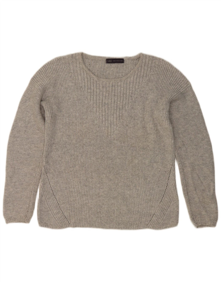 Marks & Spencer Damski sweter z dekoltem w łódkę, UK 12, średni srebrny