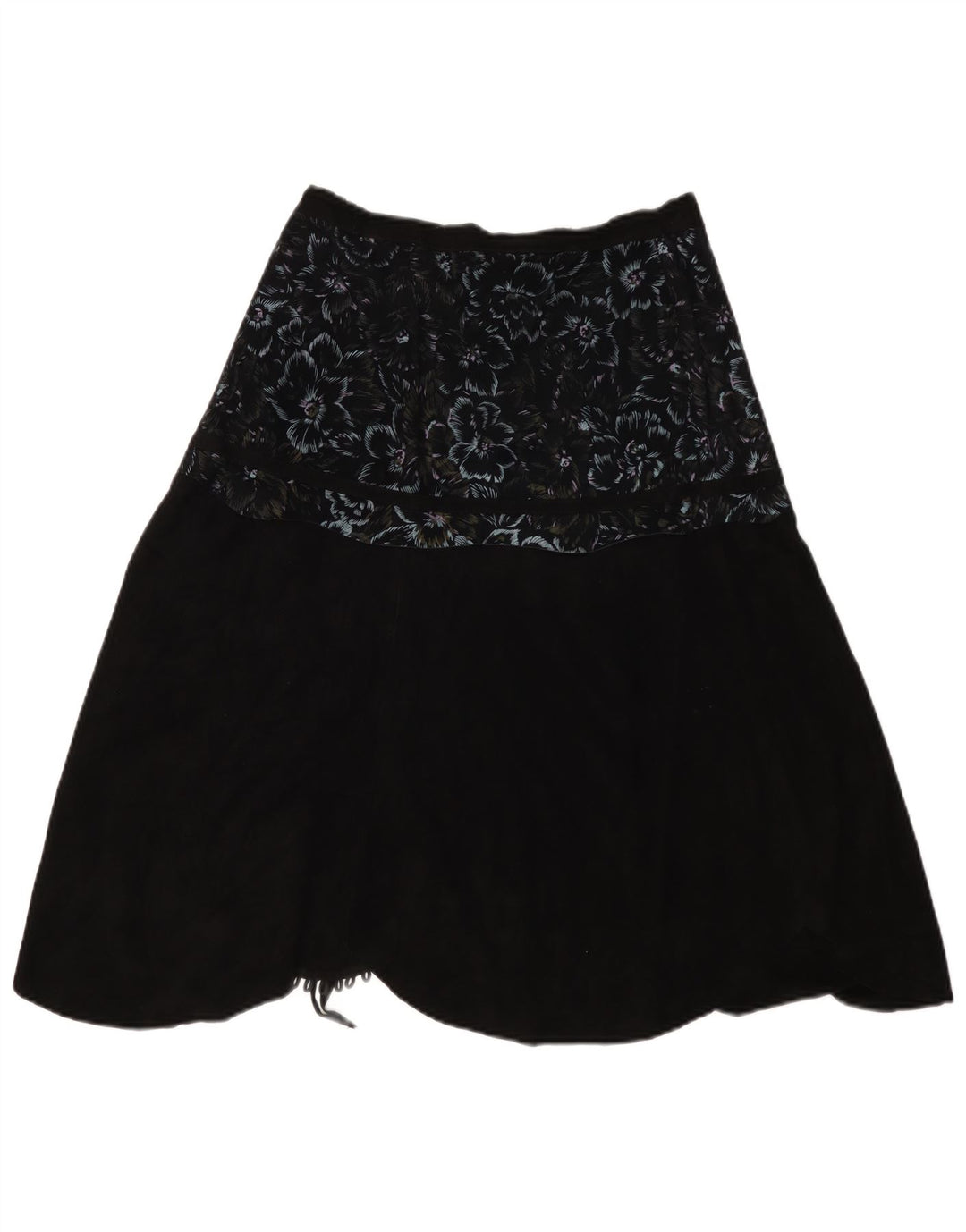 Damska spódnica kopertowa VINTAGE W30 Średni czarny kwiatowy