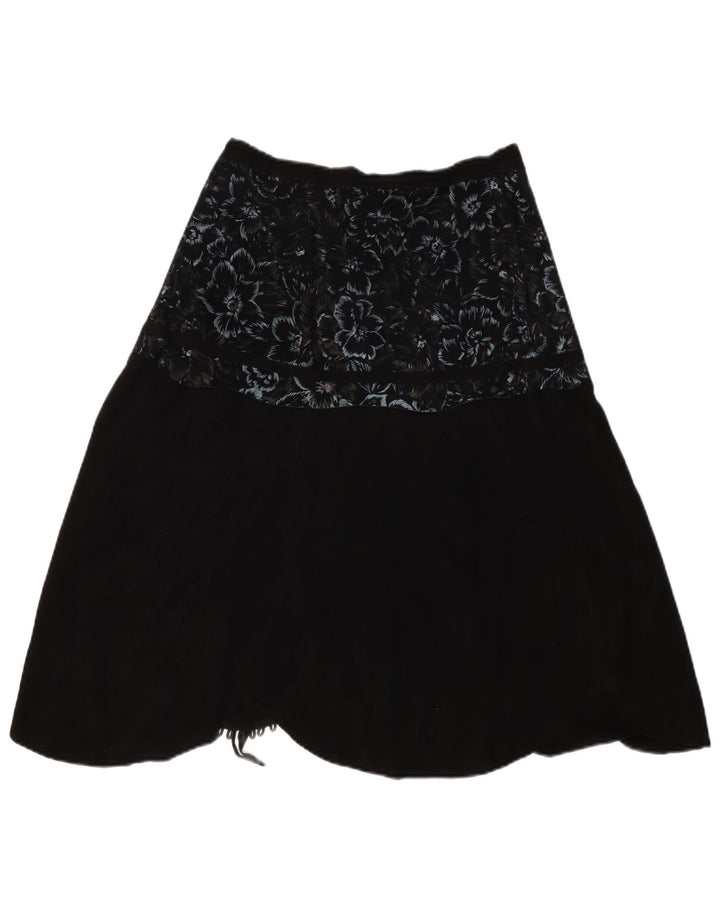 Damska spódnica kopertowa VINTAGE W30 Średni czarny kwiatowy