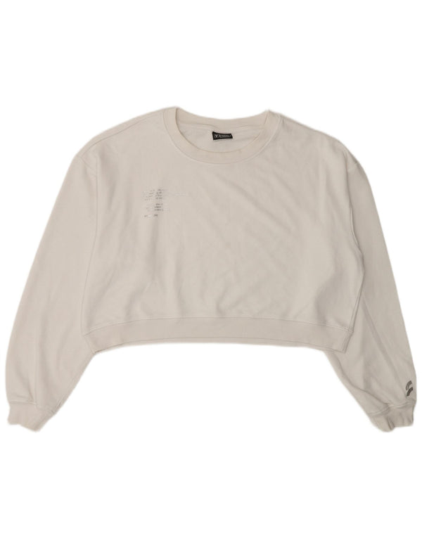 Freddy Womens Crop Oversized Sweatshirt Jumper UK 14 Medium White
