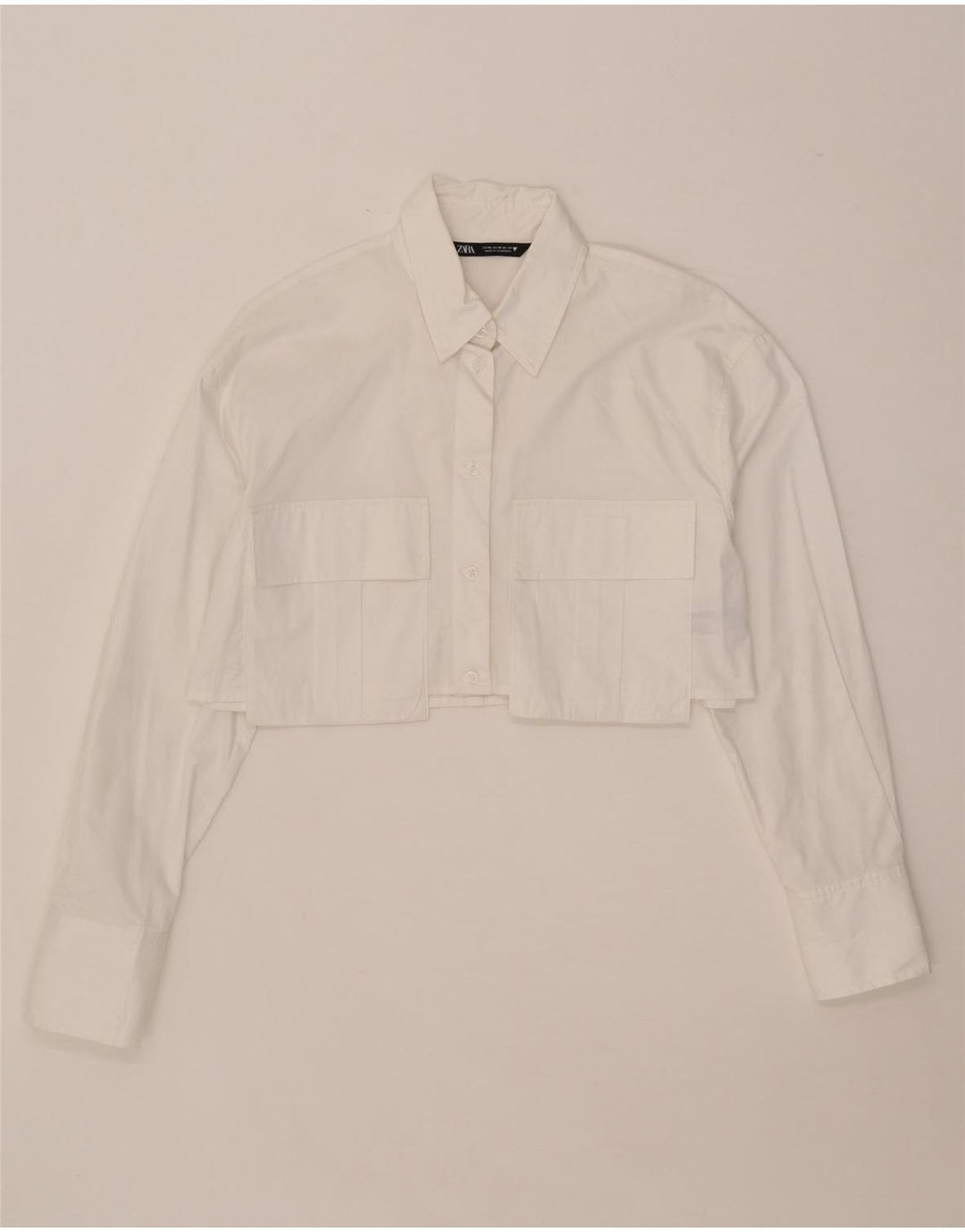 Damska koszula oversize ZARA Crop UK 6 XS, biała, bawełniana
