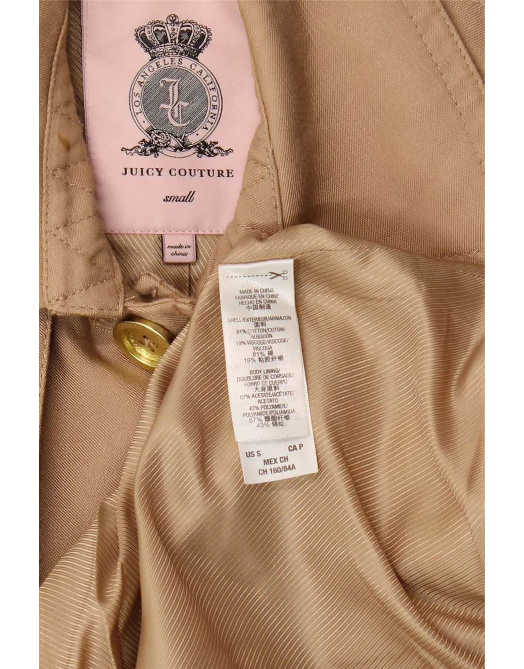 Trencz damski Juicy Couture UK 10 Small, beżowy, bawełniany