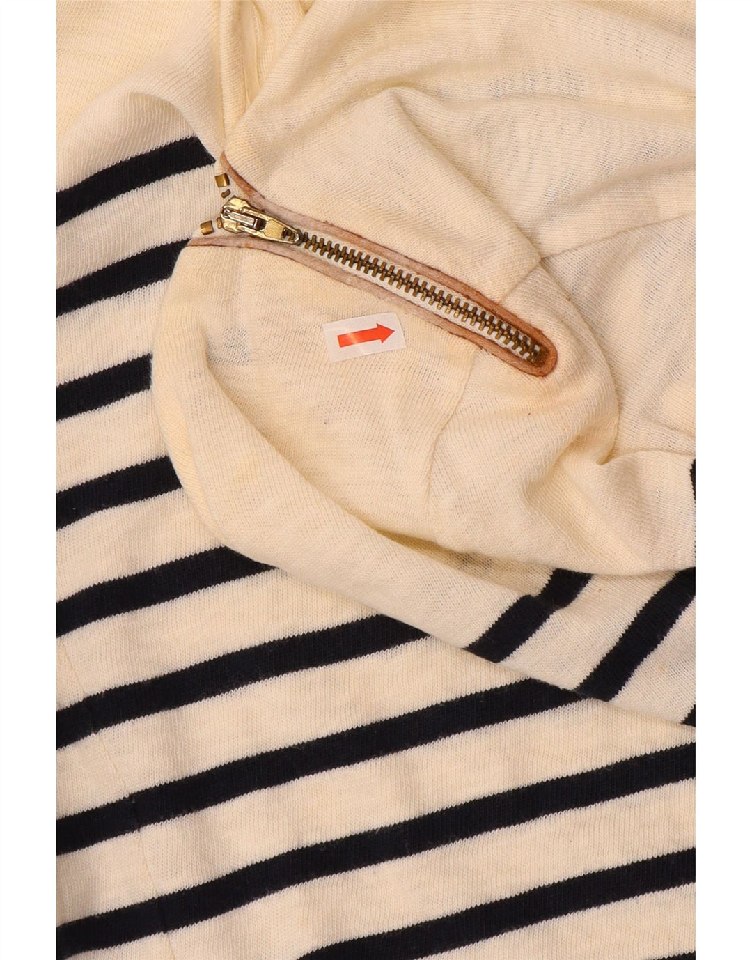 Damski top Massimo Dutti z rękawem 3/4, UK 12, średni, złamanej bieli, bawełniany w paski