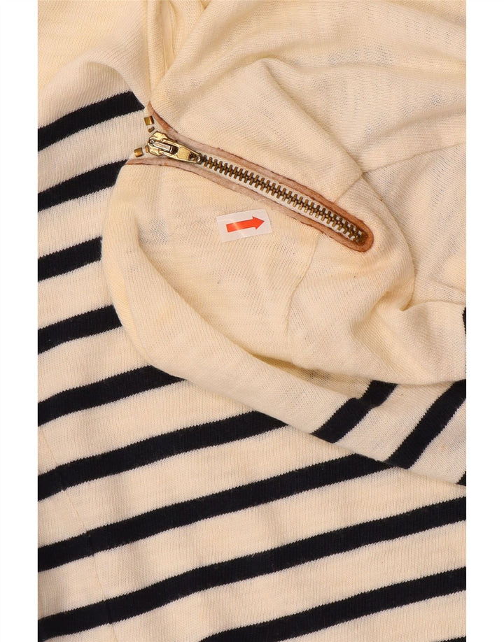 Damski top Massimo Dutti z rękawem 3/4, UK 12, średni, złamanej bieli, bawełniany w paski