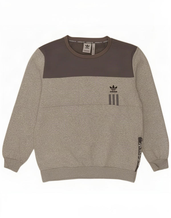 Bluza męska Adidas, duża, szara, z blokami kolorów, bawełniana