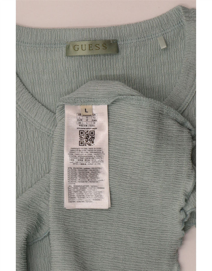 Damski T-shirt Guess Crop Top UK 12 Średni Niebieski Poliester