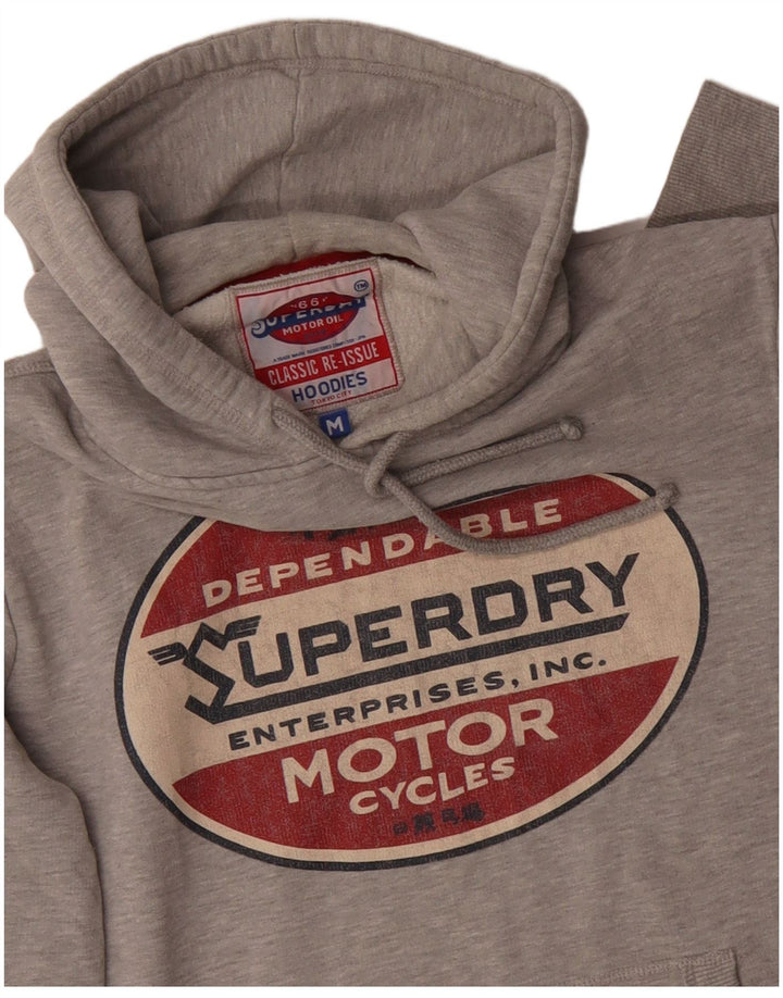 SUPERDRY Męski sweter z kapturem i grafiką, średnioszary, bawełniany