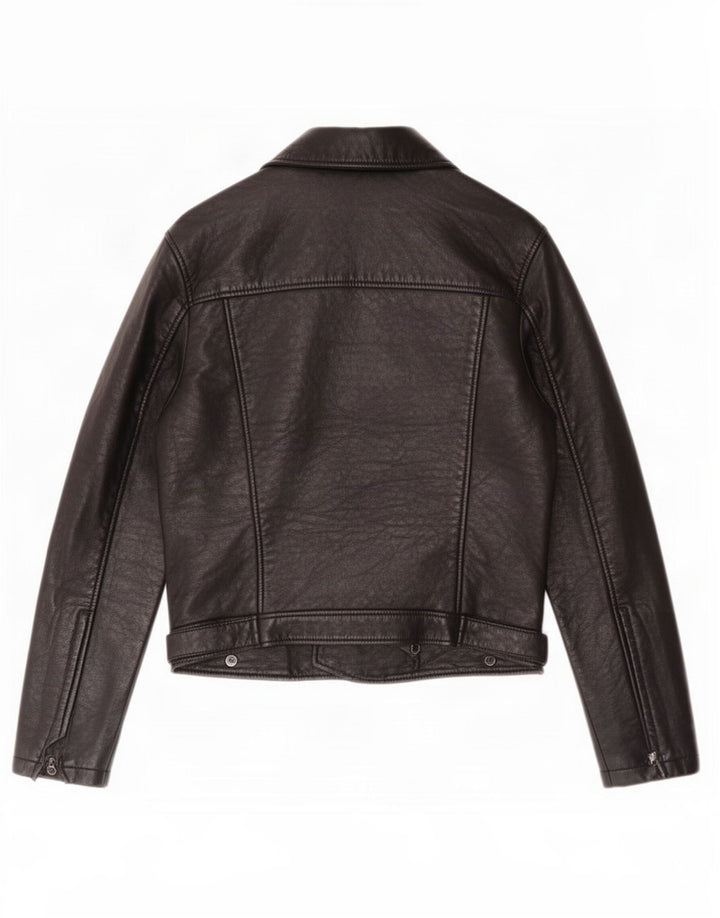 Damska skórzana kurtka motocyklowa Topshop UK 12, średnia czarna