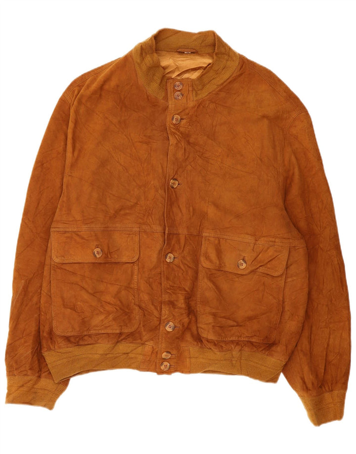 Vintage męska zamszowa kurtka bomber EU 56 3XL brązowa skóra