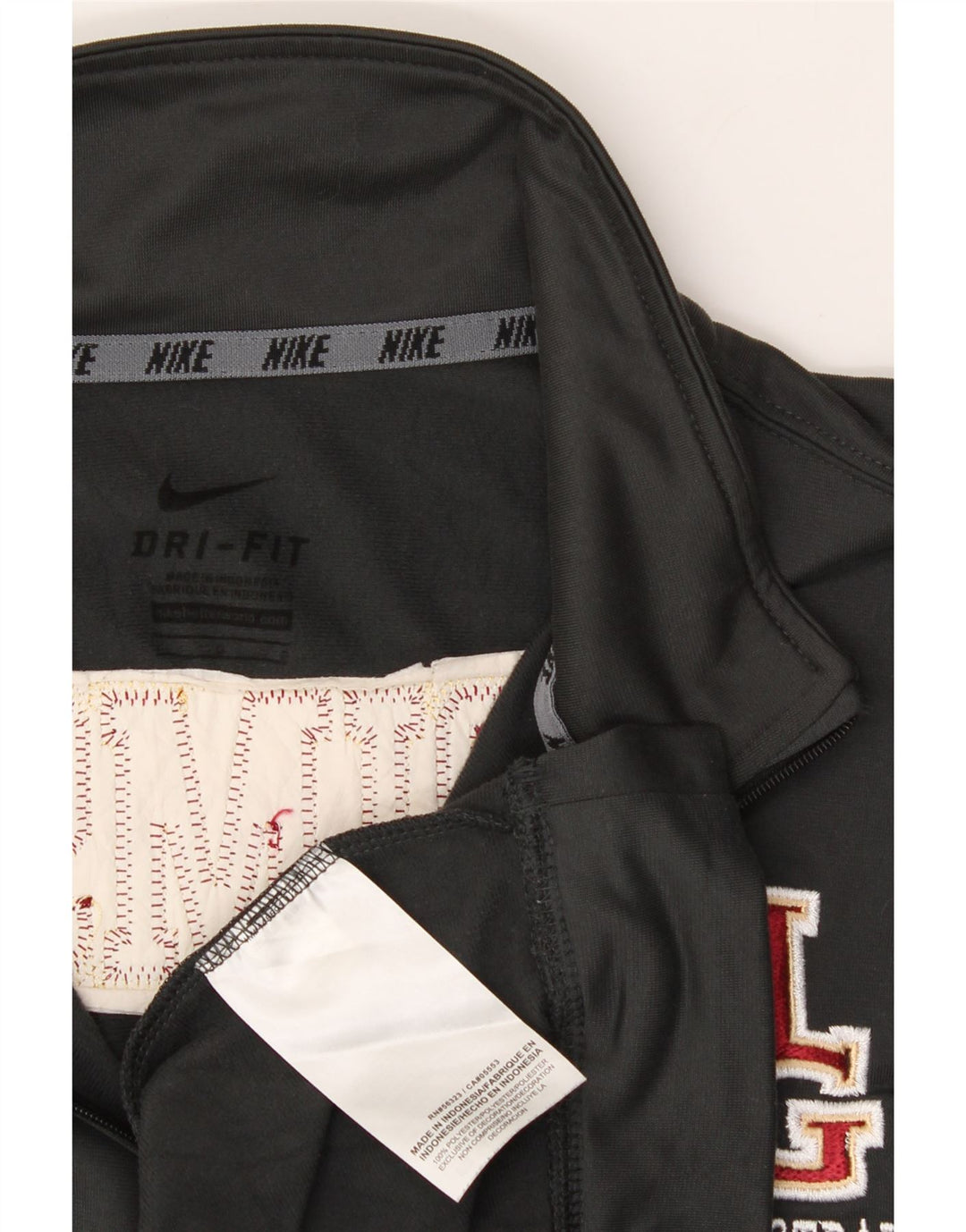 NIKE Mens Dri Fit Graphic Zip Neck Sweatshirt Jumper Large Grey Polyester Vintage Nike and Second-Hand Nike from Messina Hembry 