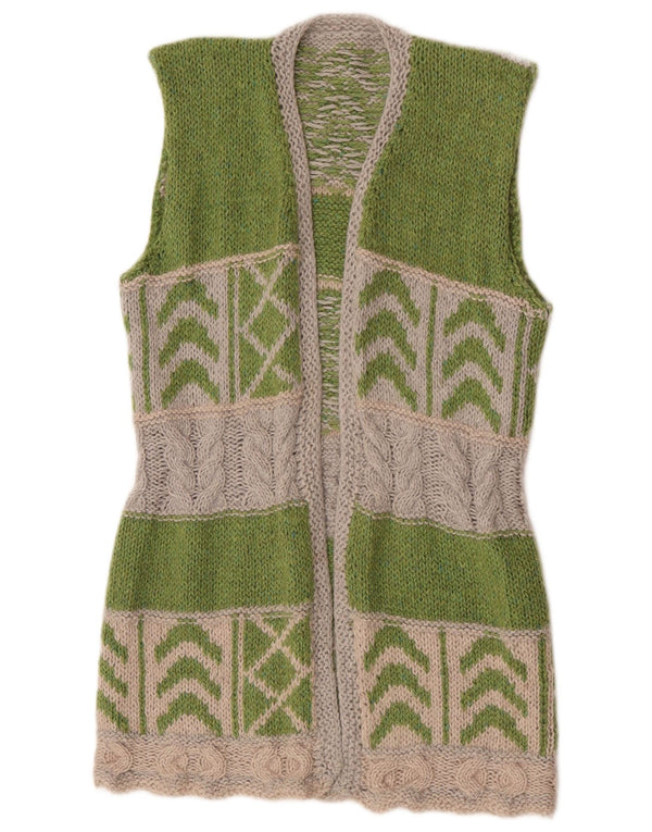 Sweter damski o przedłużonym kroju w stylu vintage, UK 12, średni zielony, blok kolorów