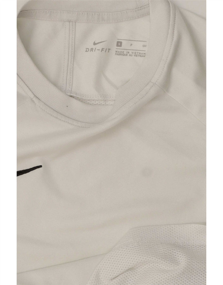Męski T-shirt Nike Dri Fit, mały, biały, z blokami kolorów