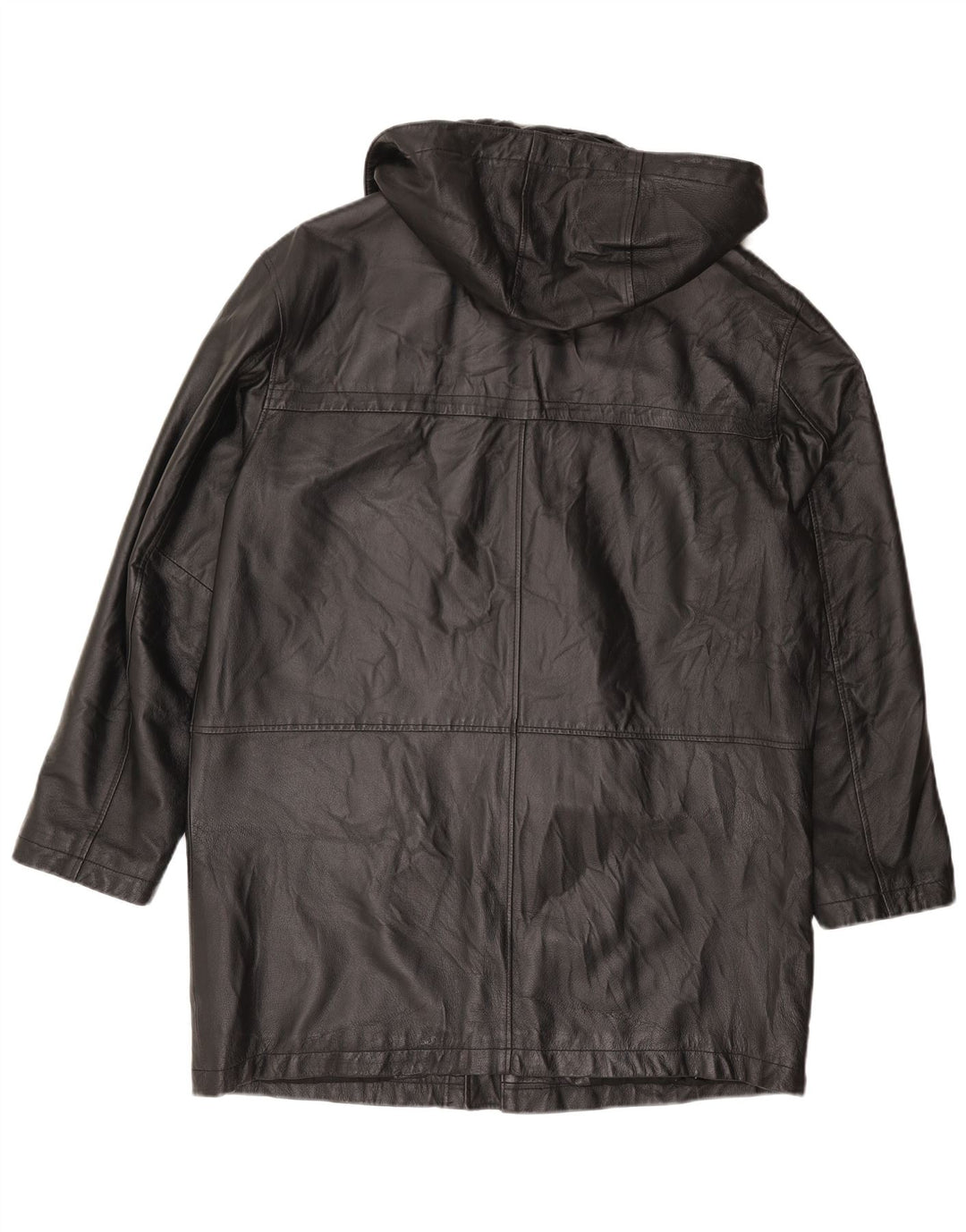 Studio 81 Męski płaszcz skórzany z kapturem IT 54 2XL Czarna skóra